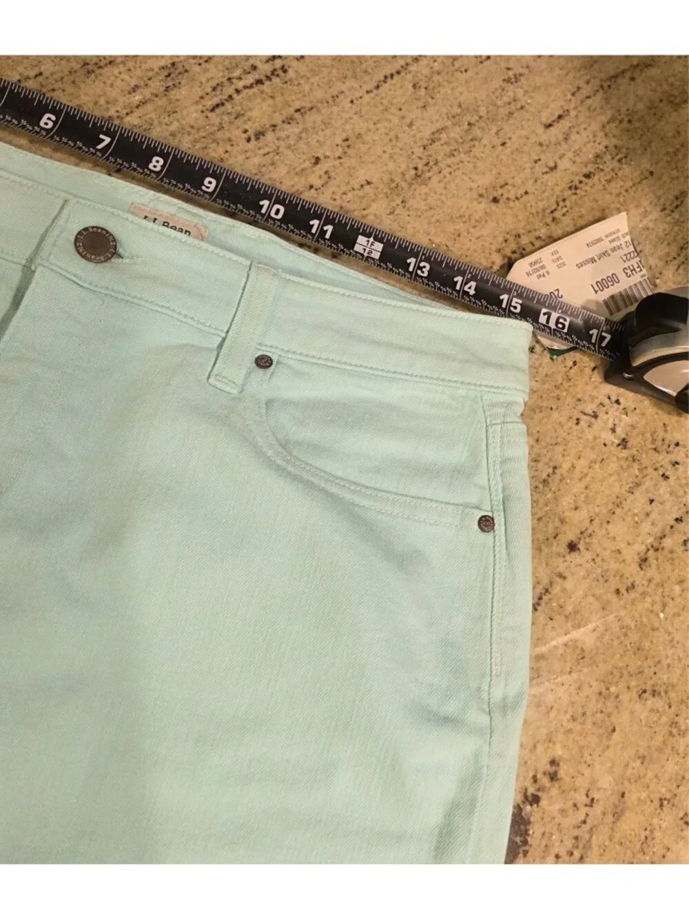 New! L.L. Bean Favorite Fit Jean Skirt Size 6 Petite Aqua Beach Glass Stretch
